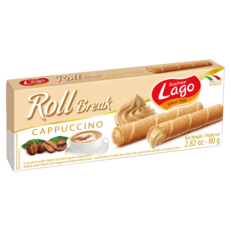 Gastone Lago I Wafer Roll Break Cappuccino 80g – Italian Gourmet FR