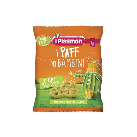 5x Plasmon Paff Piselli e Mais collations pour enfants 15gr