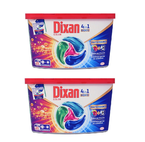 2x Dixan Pulito Profondo DISCS 4in1 Color disques lessive 21 lavages