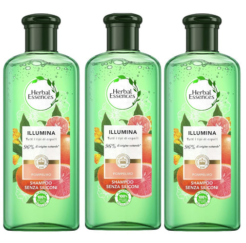 3x Herbal Essences Shampoo Pompelmo e menta di Mosa Shampoing al Pompelmo et menta di Mosa 250ml