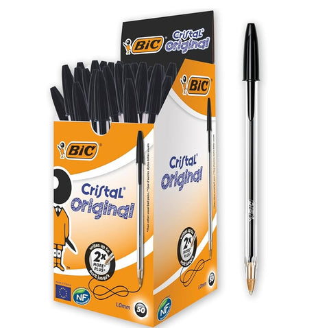 BIC Cristal Original Penna a Sfera inchiostro nero Stylo à bille à encre noire 50pcs