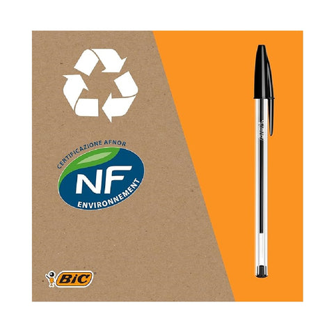 BIC Cristal Original Penna a Sfera inchiostro nero Stylo à bille à encre noire 50pcs