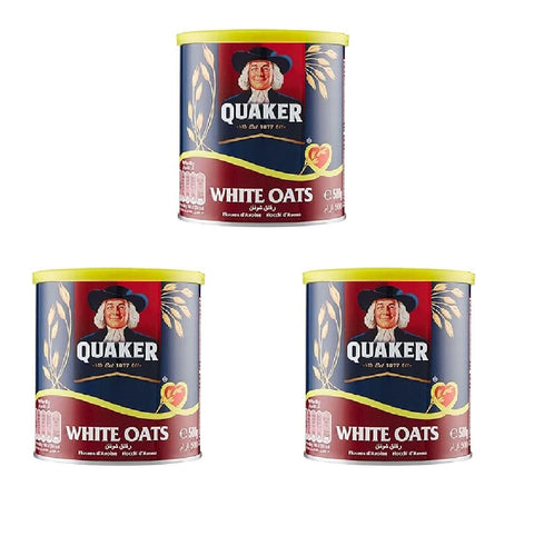 3x Quaker White Oats fiocchi d'avena Flocons d'avoine boîte de 500g