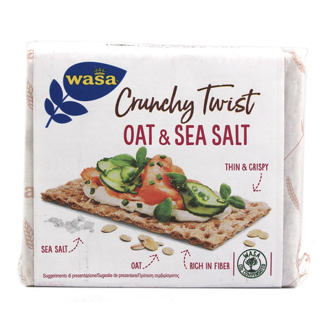 Wasa Crunchy Twist Oat & Sea Salt Crackers à la farine d'avoine complète et au sel marin, 265 g