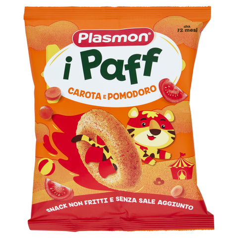 5x Plasmon Paff Carota e Pomodoro collations pour enfants 15gr