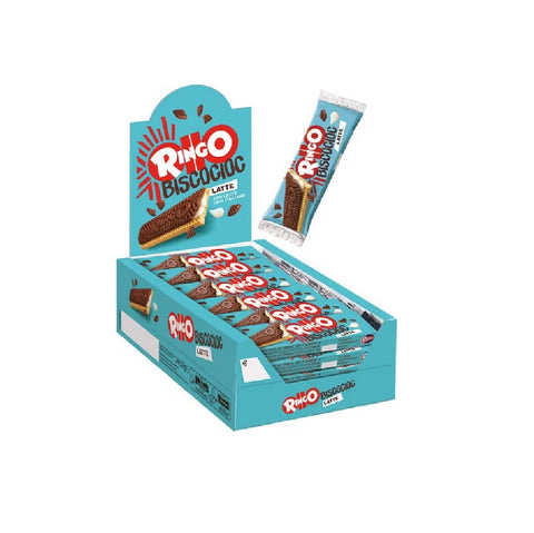 Pavesi Ringo Bisco Cioc Latte Espositore 24 pezzi Biscuit fourré à la crème de lait et recouvert de chocolat au lait (24x 27g)