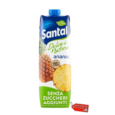 12x Parmalat Santal Succo di Frutta ANANAS Dolce di Natura Senza zuccheri aggiunti Dolce di Natura Jus de Fruits Ananas Sans sucres ajoutés 1lt