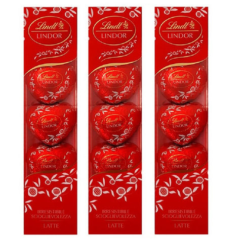 3x Lindt Lindor Tubino cuori latte Pralinés au chocolat au lait entier 69g