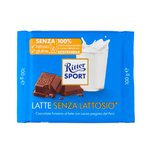 Ritter Sport Latte Senza Lattosio Chocolat au lait entier Sans lactose 100gr