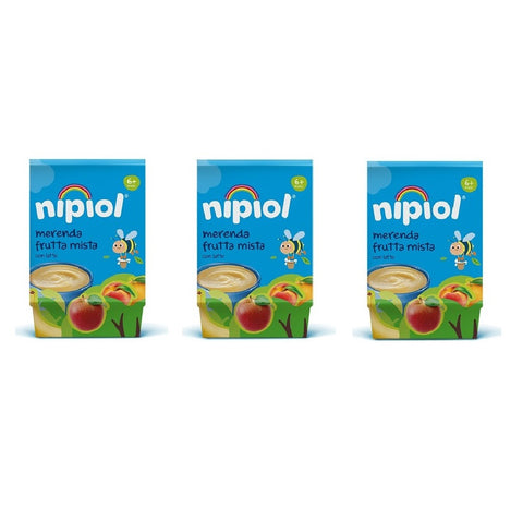 3x Nipiol merenda frutta mista collation avec un mélange de fruits (2x100g)