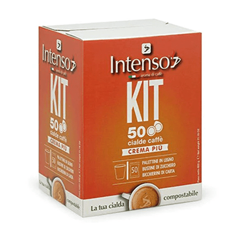 Intenso Kit 50 dosettes de café Cialde ESE Caffè Crema Più (avec accessoires) - OFFRE SPÉCIALE