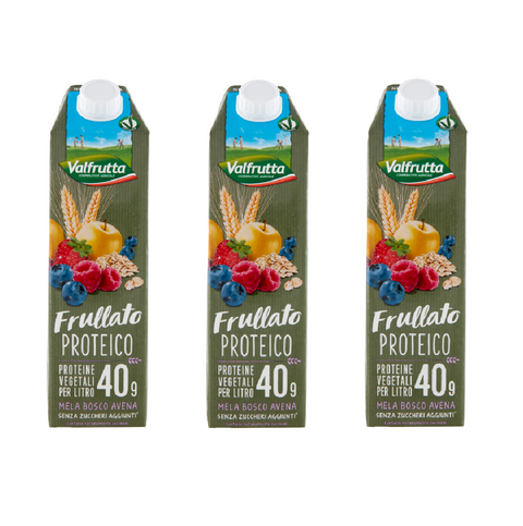 3x Valfrutta Frullato Proteico Mela Bosco Avena Smoothie protéiné à l'avoine et aux pommes 1000 ml