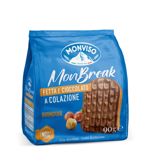 6x Monviso Monbreak gianduia Biscottes recouvertes de chocolat Gianduia 180gr