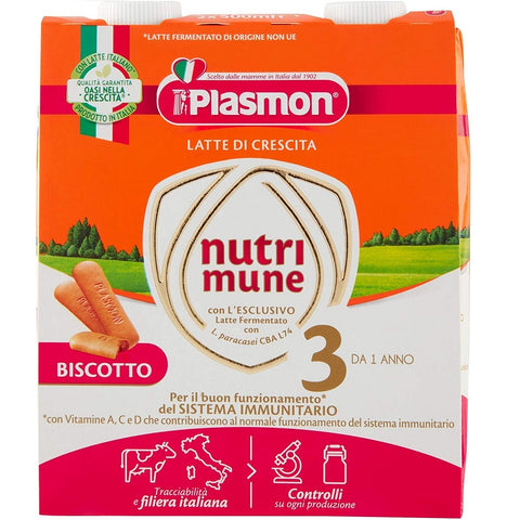 Plasmon Latte di Crescita Nutri-Mune 3 Biscotto Lait de Croissance Nutri-Mune 3 Biscuit 2x500ml