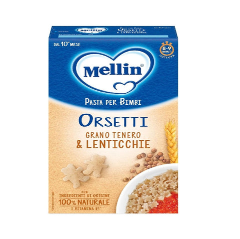 Mellin Orsetti con grano tenero e lenticchie Pâtes 100% naturelles pour la maternelle 280g