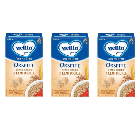 Mellin Orsetti con grano tenero e lenticchie Pâtes 100% naturelles pour la maternelle 280g