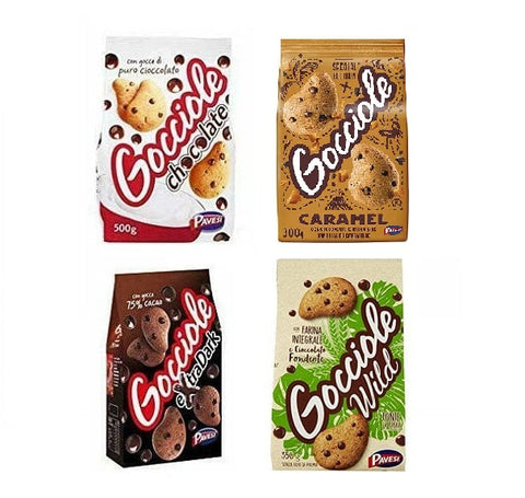 Testpaket Pavesi Gocciole Biscuits Italiens Biscuits Chocolat Extra Foncé Noisette Sauvage (4x packs)