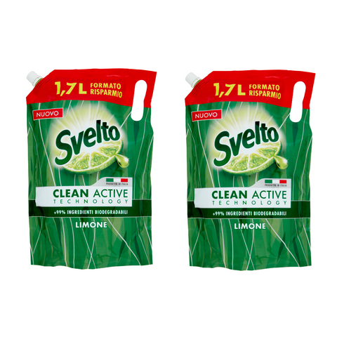 2x Svelto Limone Ecoricarica Ecoricarica Détergent à Vaisselle Citron 1700 ml