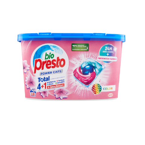 4x Bio Presto Power caps Color lessive pour couleurs 18 capsules