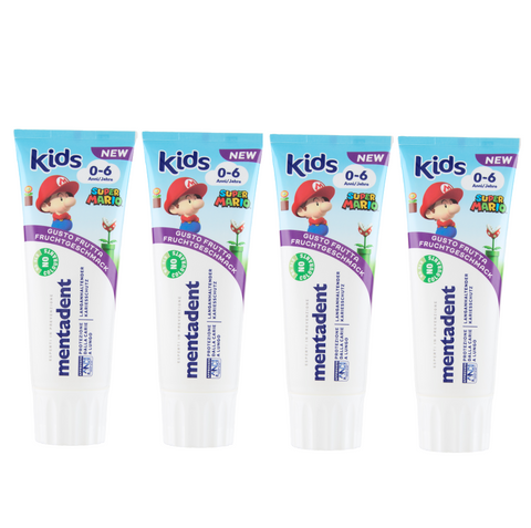 Mentadent Dentifricio Kids 0-6 anni Super Mario dentifrice pour enfants 0-6 ans 4x 75ml