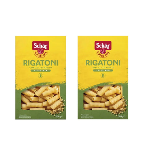 SCHÄR Senza Glutine Rigatoni Pâtes Sans Gluten avec 20% de millet 2x500gr