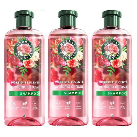 3x Herbal Essences Shampoo profumo di Rosa Shampoing parfumé à la rose 250ml