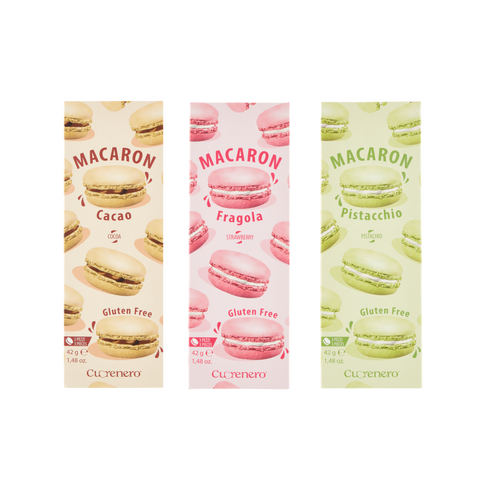 Pack test 9x Cuorenero Macaron Cacao - Fragola - Pistacchio 42g