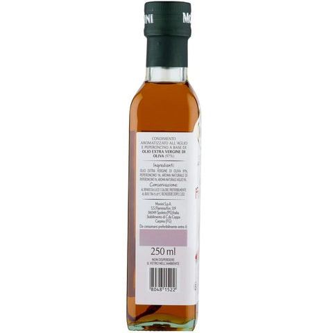 Monini Olio Extra Vergine di Oliva Aromatizzato Aglio e Peperoncino Huile d'olive extra vierge aromatisée à l'ail et au piment 250ml