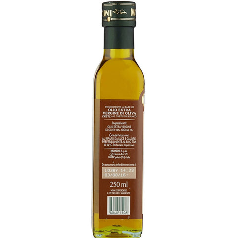 Monini Olio Extra Vergine di Oliva Aromatizzato al Tartufo bianco Huile d'Olive Extra Vierge Aromatisée à la Truffe Blanche 250ml