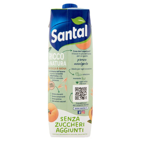 12x Parmalat Santal Ricco di Natura Albicocca e Avena jus d'abricot et d'avoine sans sucre ajouté 1000ml