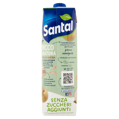 12x Parmalat Santal Ricco di Natura Succo di Frutta Pera e Avena Jus de fruits poire et avoine sans sucre ajouté 1000ml