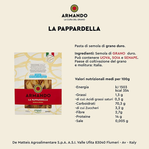 Il Grano Di Armando La Pappardella Blé Pâtes Marquées Bronze 500g