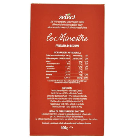 Select Le Minestre Fantasia di Legumi Légumineuses séchées sélectionnées pack 400g