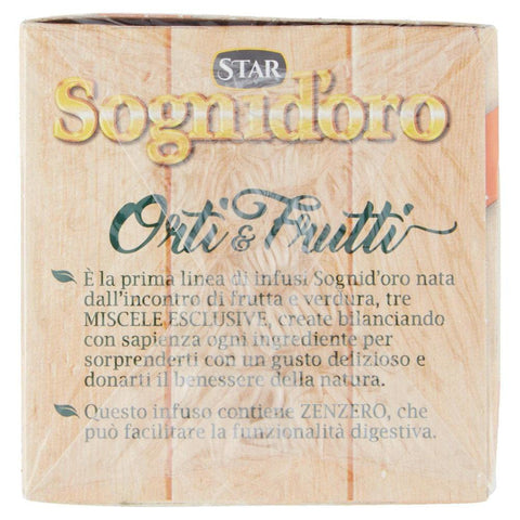 Infusion Star Sognid'oro Orti&Frutti de pomme, carotte et gingembre Chaque pack contient 20 filtres de 2g