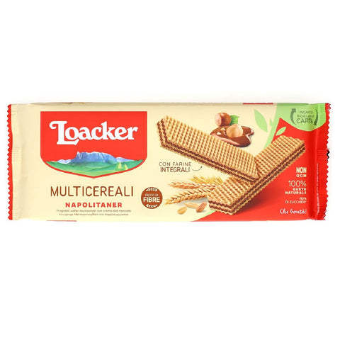 Loacker Wafer Multicereali Gaufres multicéréales napolitaines à la crème de noisette et à la farine complète 175g