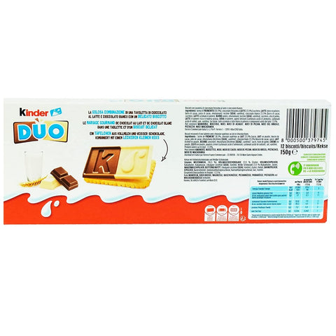 Biscuit Ferrero Special Kinder Duo recouvert de chocolat au lait et blanc 150 g