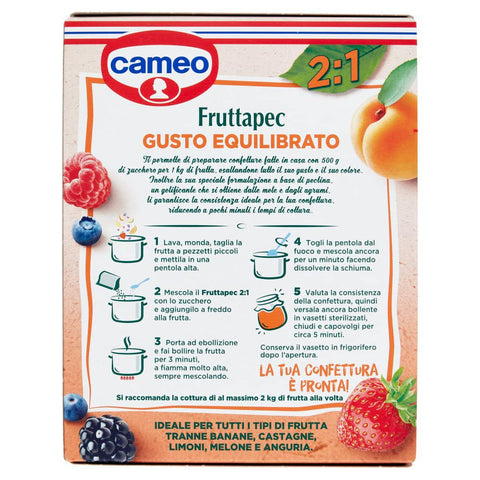 Cameo Fruttapec Gusto Equilibrato Préparé pour Confiture Maison 75g ( Contient 3 sachets de 25g )