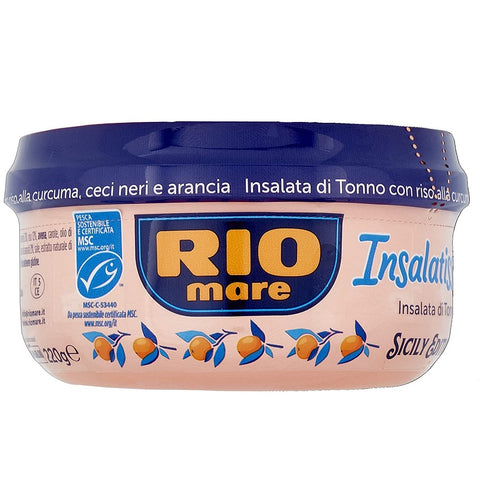 Rio Mare Insalatissime Édition Sicile avec Riz au Curcuma, Pois Chiches Noirs et Orange 220 gr