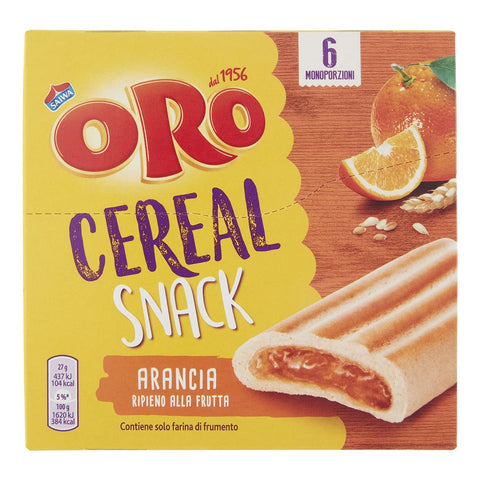 Oro Saiwa Cereal Snack Arancia Muesli Biscuit avec biscuits fourrés à l'orange 162 g