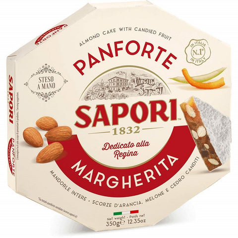 2x Sapori Panforte Margherita Gâteau de Noël aux Amandes Douces Entières, Zeste d'Orange, Melon 320g