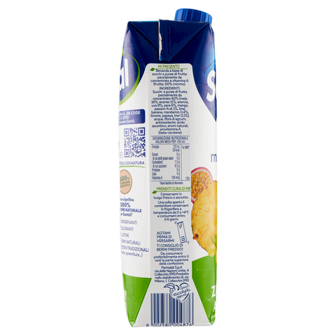 12x Parmalat Santal Succo di Frutta Multifrutti Dolce di Natura Zero Jus de Fruits Multifruits Zéro sucre ajouté