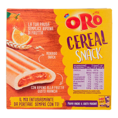 Oro Saiwa Cereal Snack Arancia Muesli Biscuit avec biscuits fourrés à l'orange 162 g