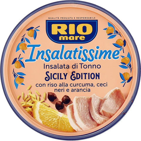 Rio Mare Insalatissime Édition Sicile avec Riz au Curcuma, Pois Chiches Noirs et Orange 220 gr