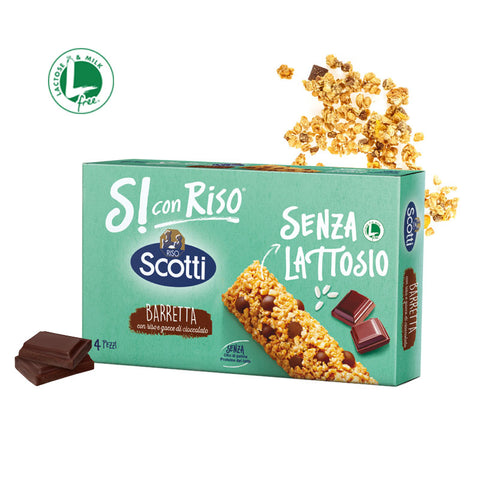 Riso Scotti Si con Riso BARRETTA CON RISO E GOCCE DI CIOCCOLATO BARRE AU RIZ ET PEPITES DE CHOCOLAT 4x 21.5gr