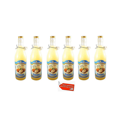 6x Bevida Sciroppo di Cocco Bouteille en verre de sirop de noix de coco 1Lt