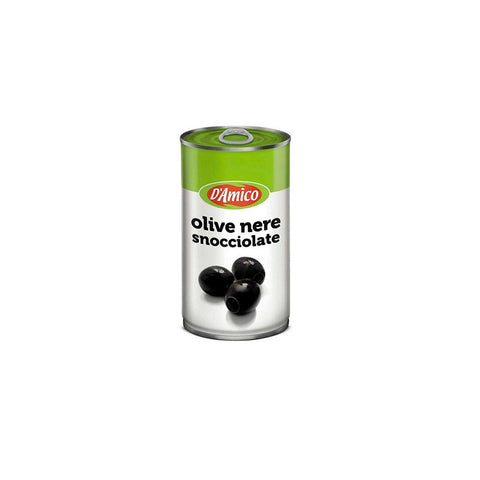 D'Amico Olive Nere Snocciolate Pitted Black Olives 350g Can - Italian Gourmet UK