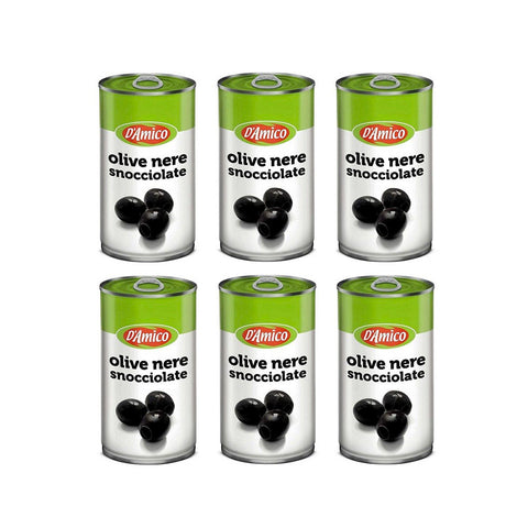 D'Amico Olive Nere Snocciolate Pitted Black Olives 350g Can - Italian Gourmet UK