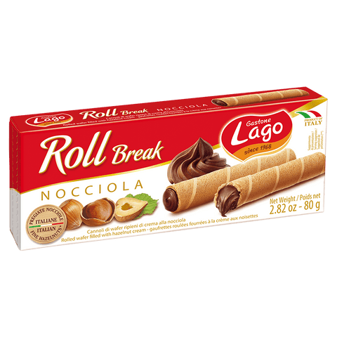 Gastone Lago Süße Snacks Gastone Lago I Wafer  Roll Break Nocciola  Haselnuss  80g 8004800005267