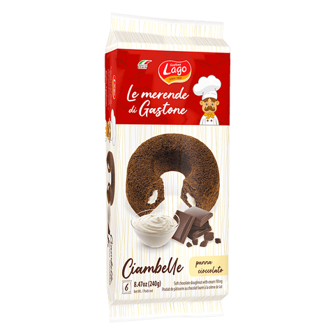 Gastone Lago Süße Snacks Gastone Lago Le merende CIAMBELLE Cioccolato e Panna  DONUTS Schokolade und Sahne  240gr 8004800032010