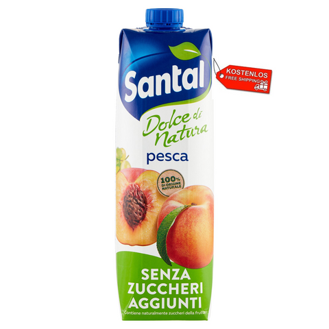 12x Parmalat Santal Succo di Frutta Pesca Dolce di Natura Jus de Fruits Zéro Pêche Zéro Sucre Ajouté Rafraîchissant 1Lt